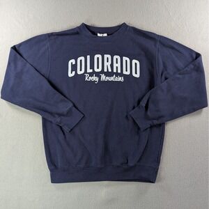 Prairie Mountain Sweatshirt Mens Small Navy  Colorado Rocky Mountains Graphic